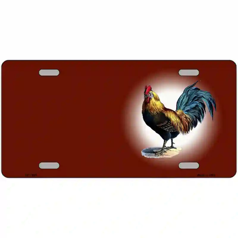 LLP-7802 24 x 12 in. Rooster Offset Red Metal Novelty License Plate