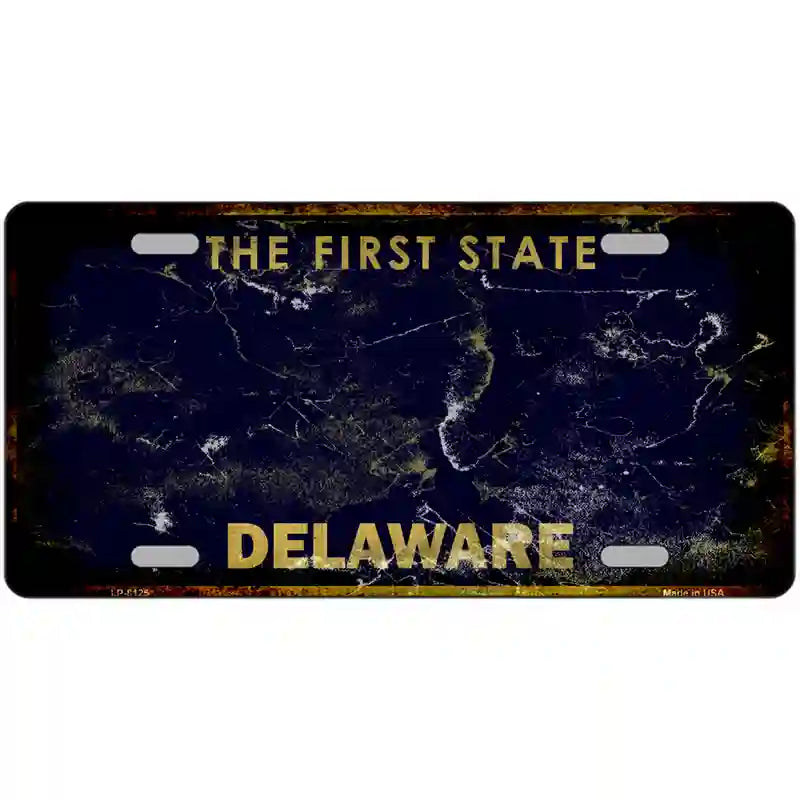 LLP-8125 24 x 12 in. Delaware State Rusty Novelty Metal License Plate