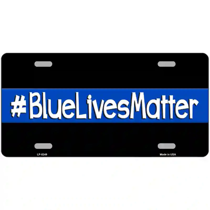 LLP-8249 24 x 12 in. Blue Lives Matter Black Novelty Metal License Plate