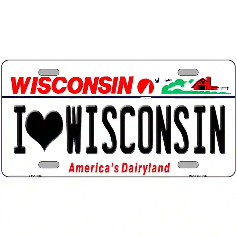 LLP-10609 24 x 12 in. I Love Wisconsin Metal Novelty License Plate