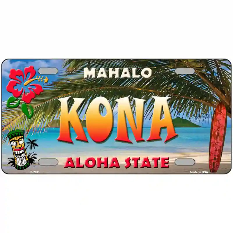 LLP-7811 24 x 12 in. Kona Hawaii State Novelty Metal License Plate -  Smart Blonde