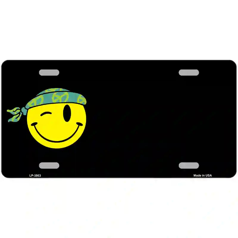 LLP-3863 24 x 12 in. Winking Peace Smiley Offset Metal Novelty License Plate