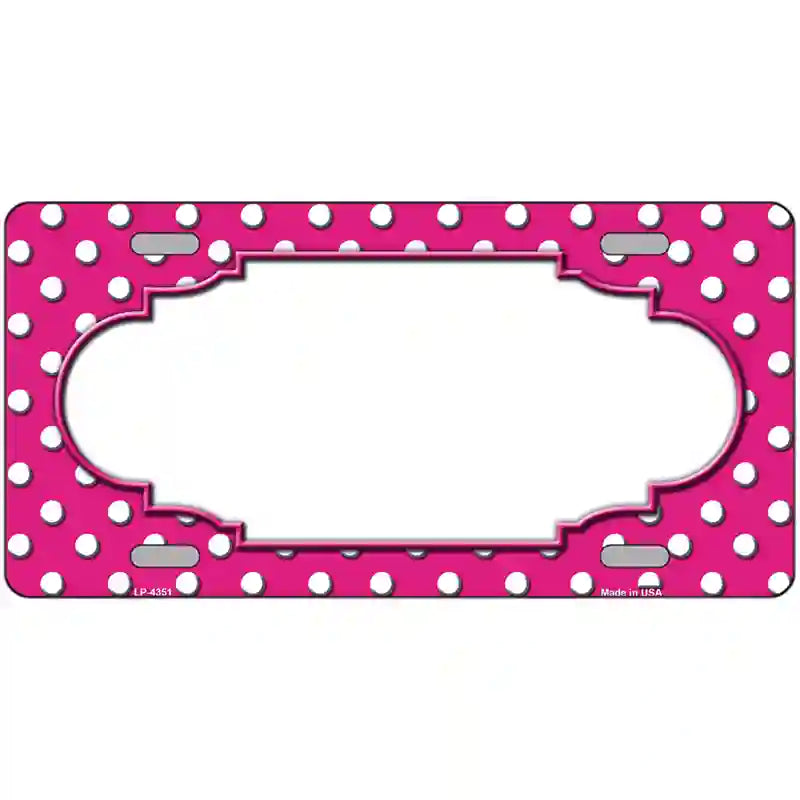 LLP-4351 24 x 12 in. Scallop Pink White Polka Dot Metal Novelty License Plate