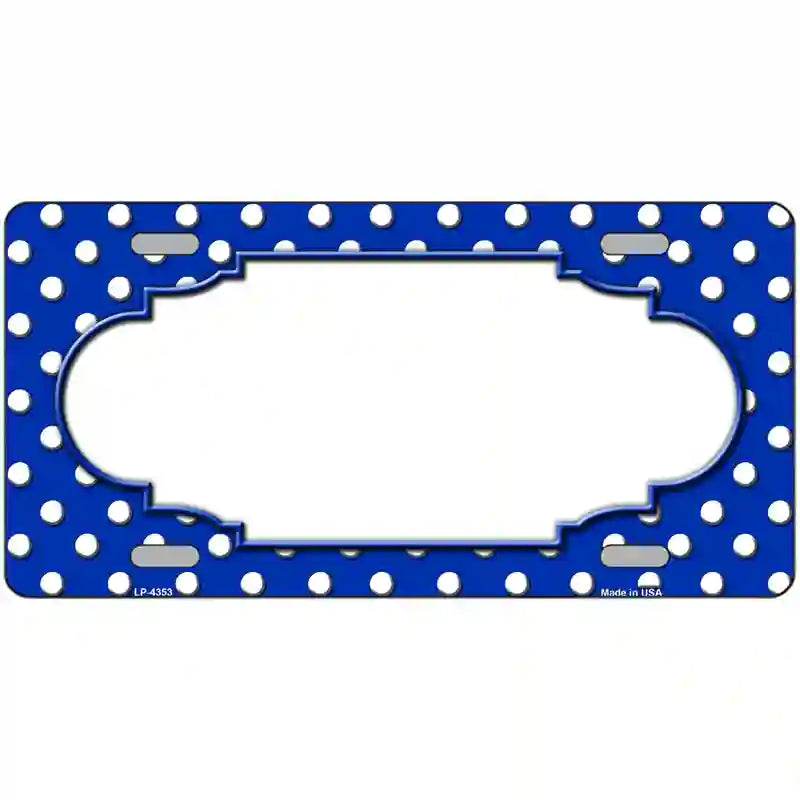 LLP-4353 24 x 12 in. Scallop Blue White Polka Dot Metal Novelty License Plate