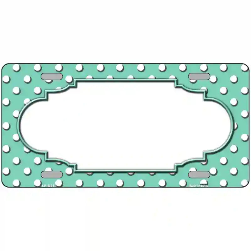 LLP-4364 24 x 12 in. Scallop Mint White Polka Dot Metal Novelty License Plate