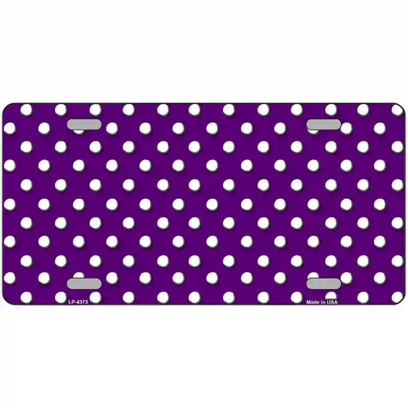 LLP-4373 24 x 12 in. Purple White Polka Dot Metal Novelty License Plate