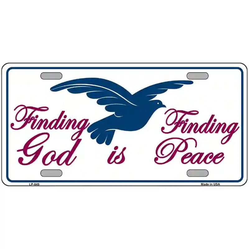 LLP-849 24 x 12 in. Finding God Finding Peace Metal Novelty License Plate
