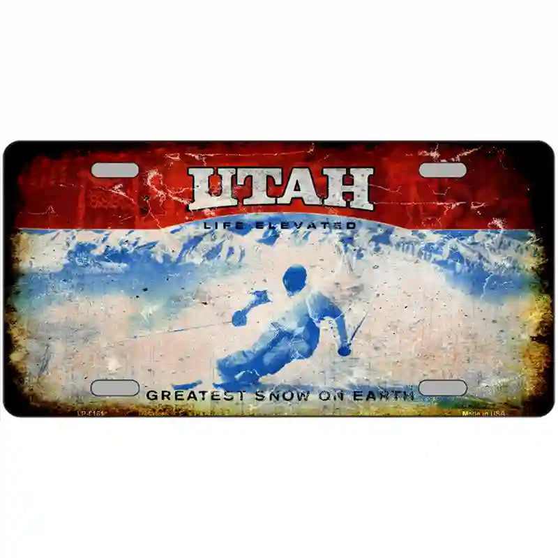 LLP-8161 24 x 12 in. Utah State Rusty Novelty Metal License Plate