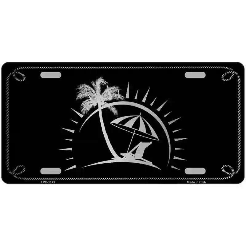 LLPC-1073 24 x 12 in. Beach Design Black Brushed Chrome Novelty Metal License Plate