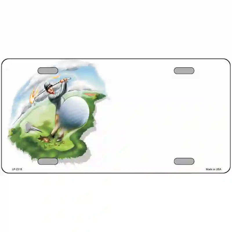 LLP-2318 24 x 12 in. Golf Tee Shot Offset Metal Novelty License Plate