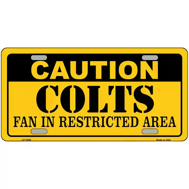 LLP-2540 24 x 12 in. Caution Colts Metal Novelty License Plate