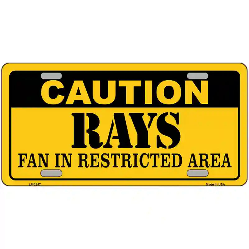 LLP-2647 24 x 12 in. Caution Rays Fan Metal Novelty License Plate