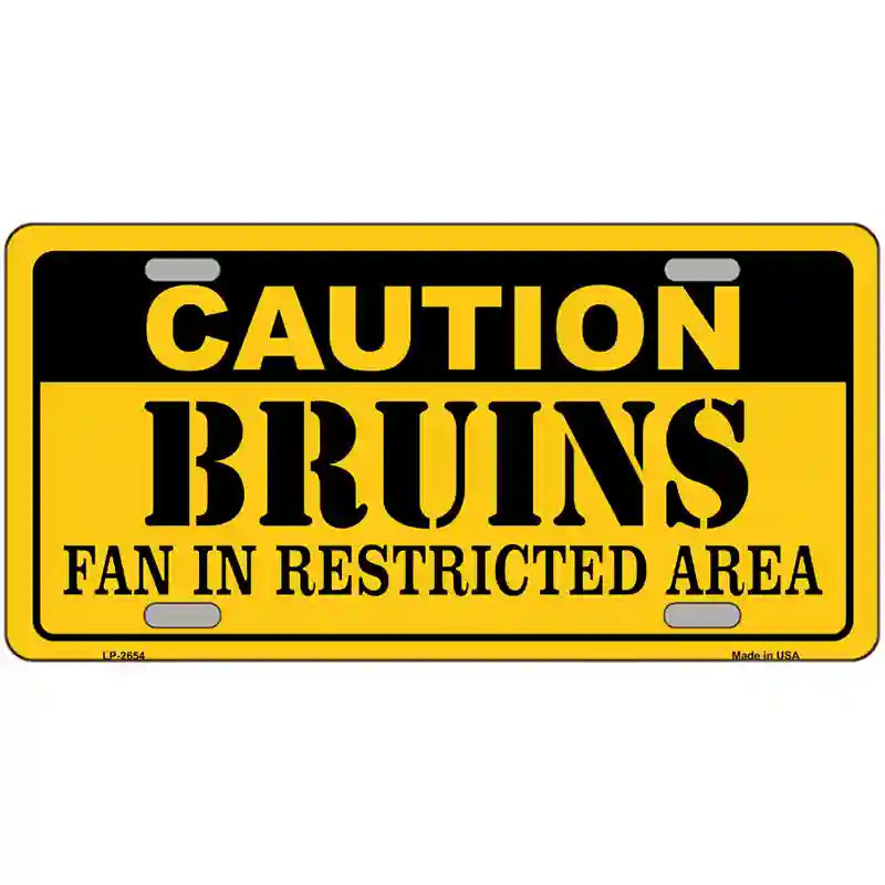 LLP-2654 24 x 12 in. Caution Bruins Vanity Metal Novelty License Plate