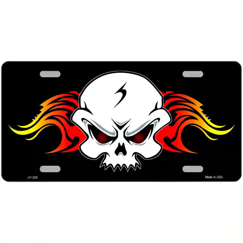 LLP-328 24 x 12 in. Skull Flame Metal Novelty License Plate