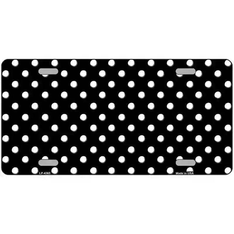 LLP-4365 24 x 12 in. Black White Polka Dot Metal Novelty License Plate