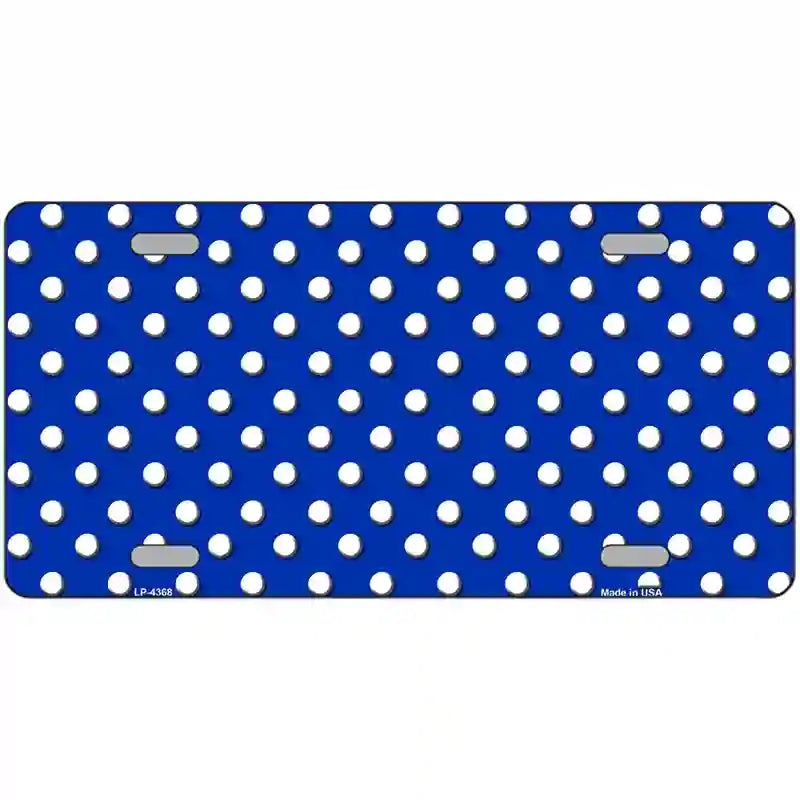LLP-4368 24 x 12 in. Blue White Polka Dot Metal Novelty License Plate