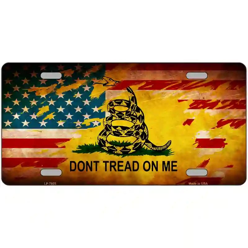 LLP-7925 24 x 12 in. Dont Tread on Me US Flag Novelty Metal License Plate