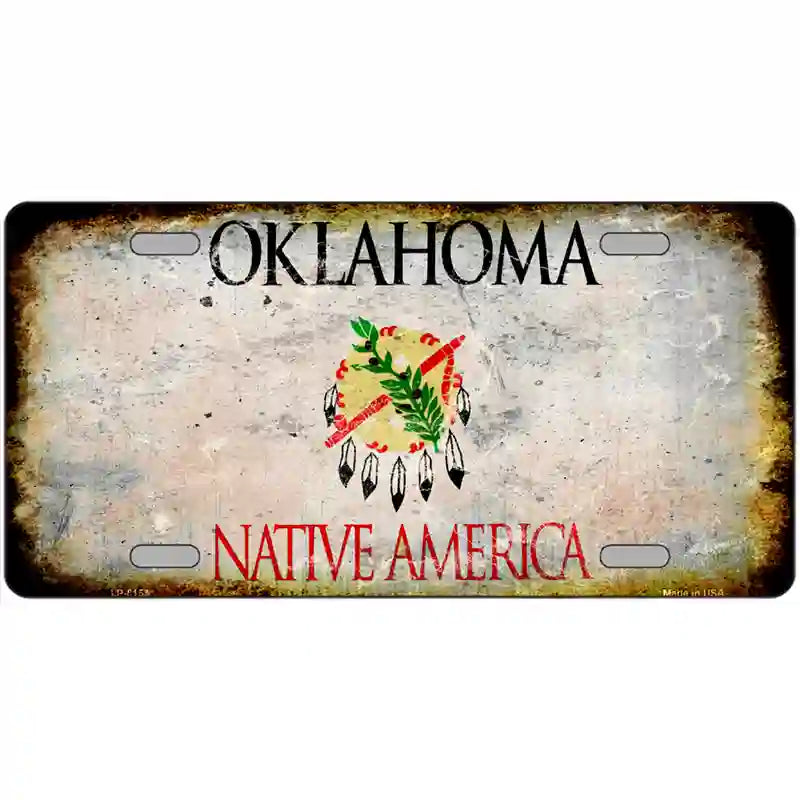 LLP-8153 24 x 12 in. Oklahoma State Rusty Novelty Metal License Plate