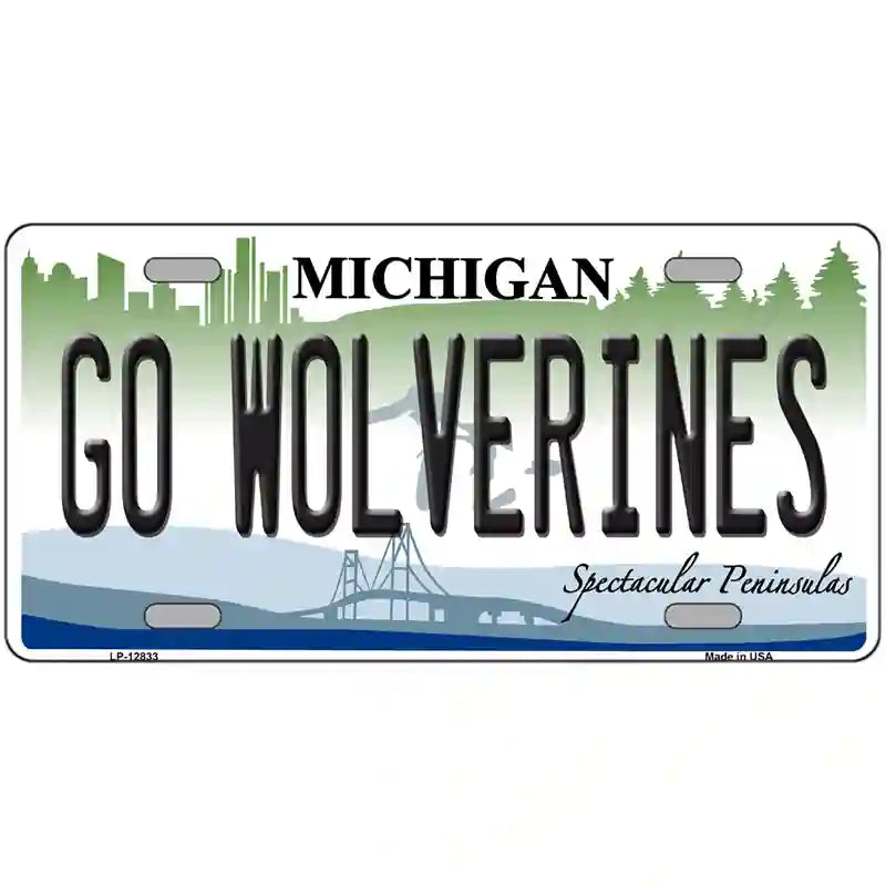 LLP-12833 24 x 12 in. Go Wolverines Novelty Metal License Plate
