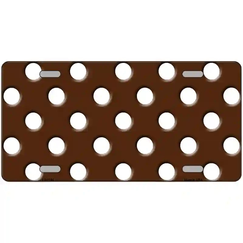 LLP-2199 24 x 12 in. White Brown Polka Dots Metal Novelty License Plate