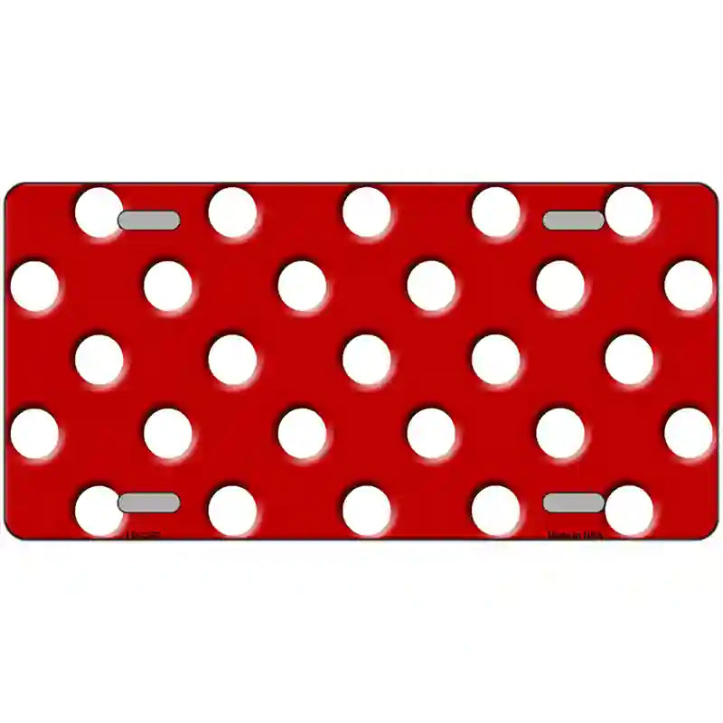 LLP-2352 24 x 12 in. White Polka Dots Red Metal Novelty License Plate