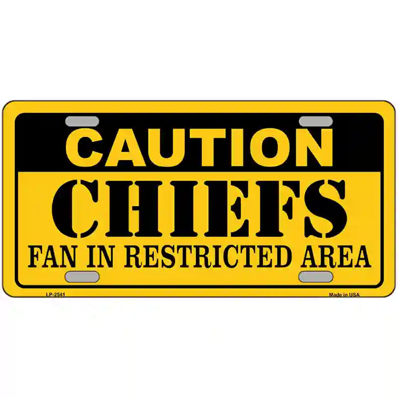 LLP-2541 24 x 12 in. Caution Chiefs Metal Novelty License Plate