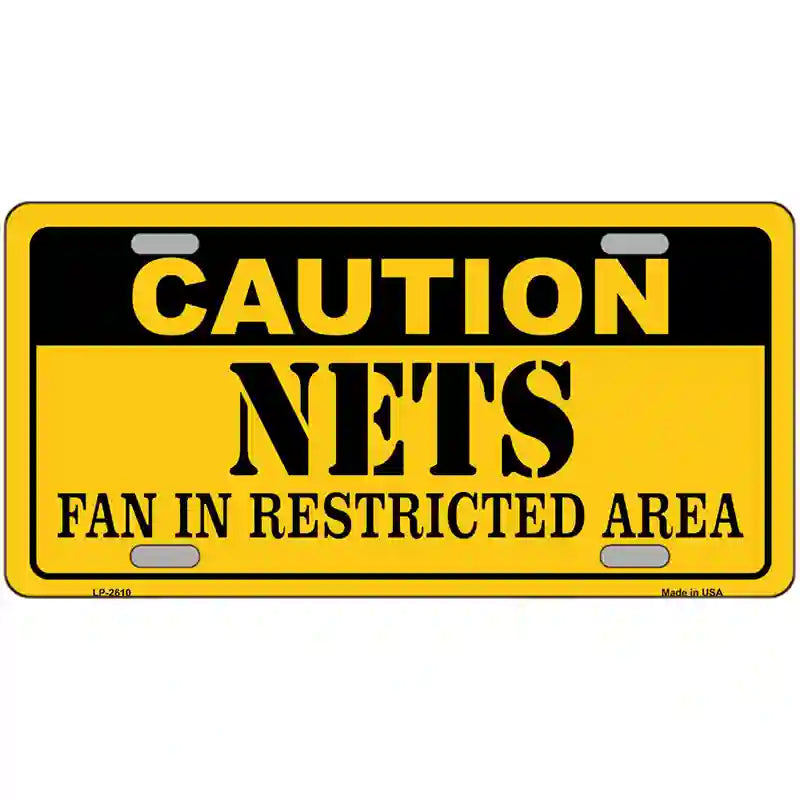 LLP-2610 24 x 12 in. Caution Nets Fan Metal Novelty License Plate