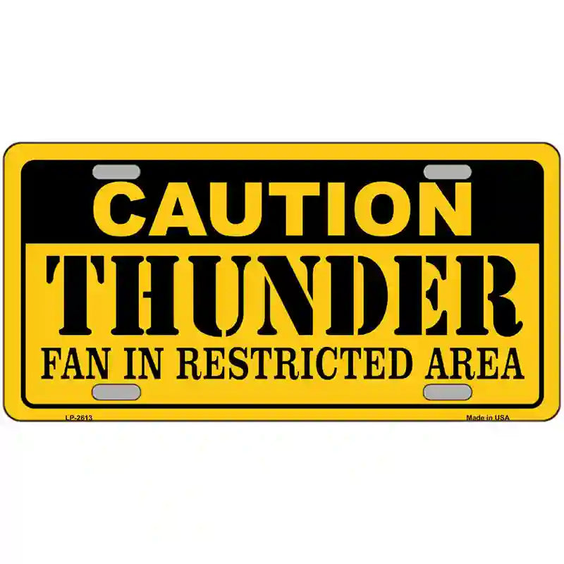 LLP-2613 24 x 12 in. Caution Thunder Fan Metal Novelty License Plate