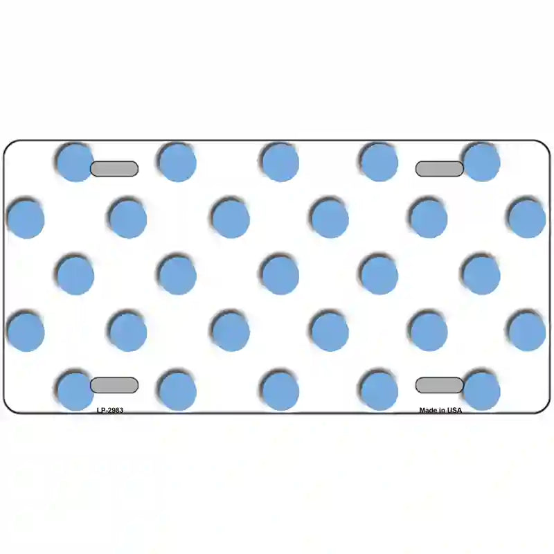 LLP-2983 24 x 12 in. Light Blue White Polka Dot Metal Novelty License Plate