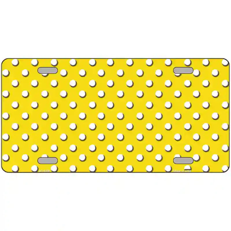 LLP-4369 24 x 12 in. Yellow White Polka Dot Metal Novelty License Plate