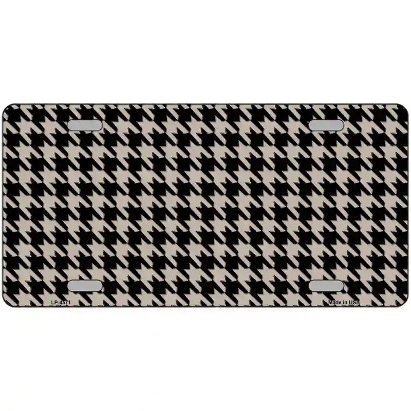 LLP-4571 24 x 12 in. Tan Black Houndstooth Metal Novelty License Plate