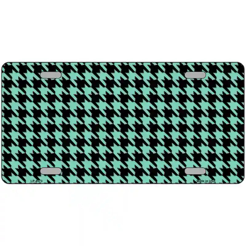 LLP-4573 24 x 12 in. Mint Black Houndstooth Metal Novelty License Plate