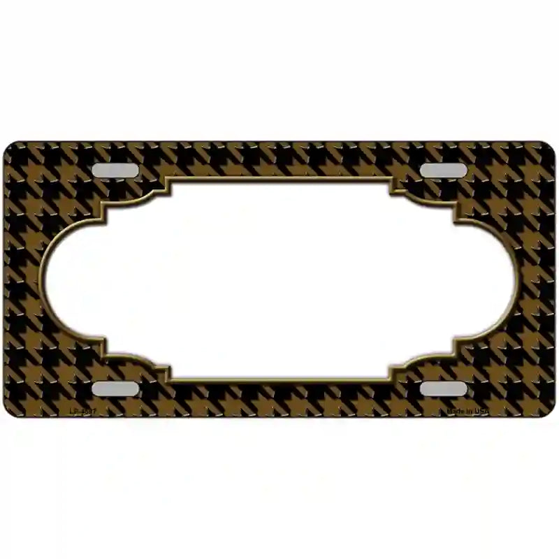 LLP-4597 24 x 12 in. Brown Black Houndstooth Scallop Center Metal Novelty License Plate