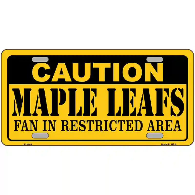 LLP-2666 24 x 12 in. Caution Maple Leafs Metal Novelty License Plate