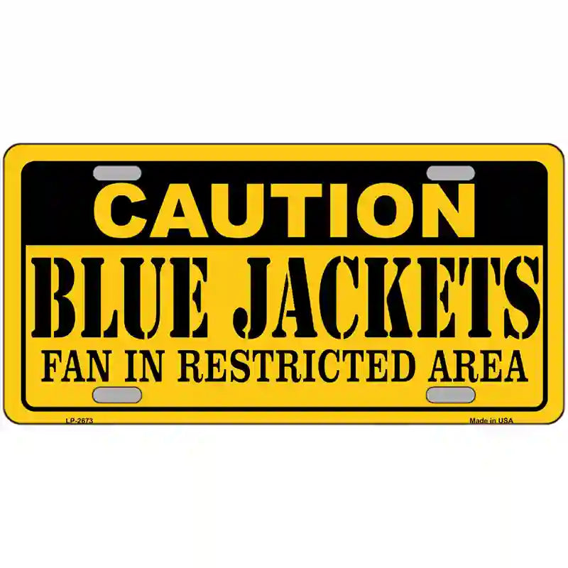 LLP-2673 24 x 12 in. Caution Blue Jackets Metal Novelty License Plate