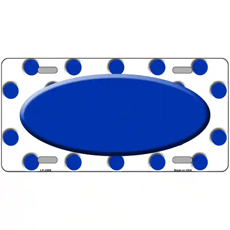 LLP-2989 24 x 12 in. Blue White Polka Dot Blue Center Oval Metal Novelty License Plate