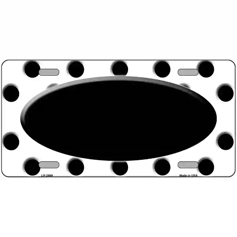 LLP-2999 24 x 12 in. Black White Polka Dot Black Center Oval Metal Novelty License Plate