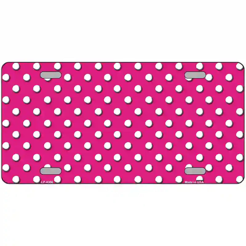 LLP-4366 24 x 12 in. Pink White Polka Dot Metal Novelty License Plate