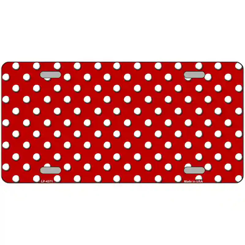 LLP-4371 24 x 12 in. Red White Polka Dot Metal Novelty License Plate