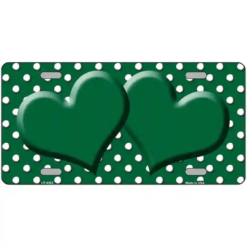 LLP-4382 24 x 12 in. Green White Polka Dot Center Hearts Metal Novelty License Plate