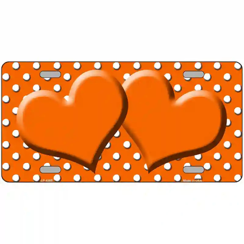 LLP-4385 24 x 12 in. Orange White Polka Dot Center Hearts Metal Novelty License Plate