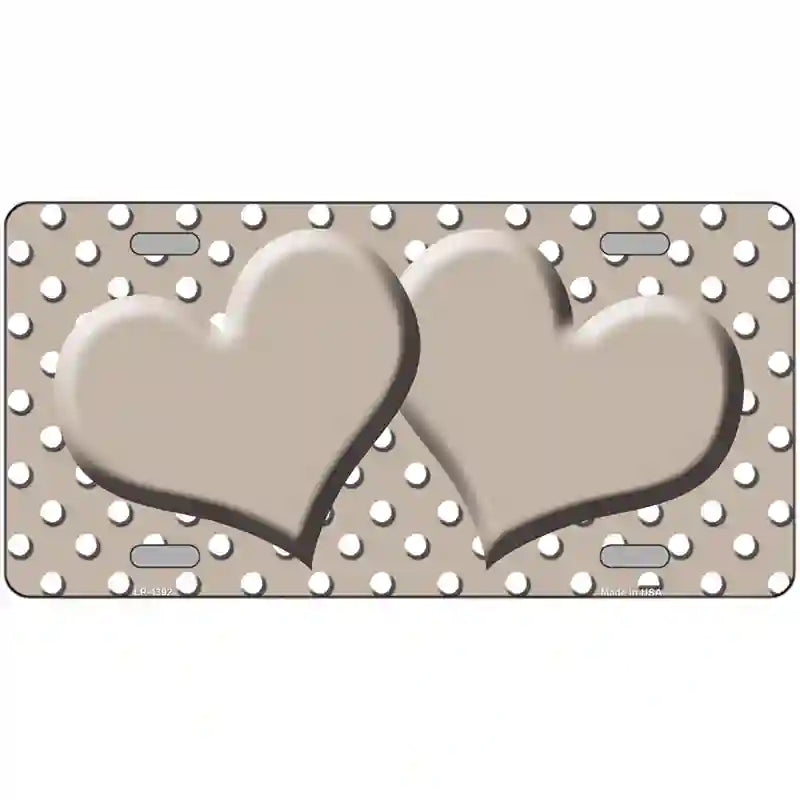 LLP-4392 24 x 12 in. Tan White Polka Dot Center Hearts Metal Novelty License Plate