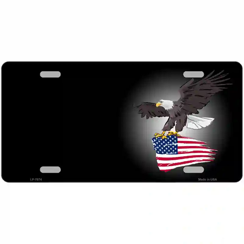 LLP-7874 24 x 12 in. Eagle Flag Offset Metal Novelty License Plate