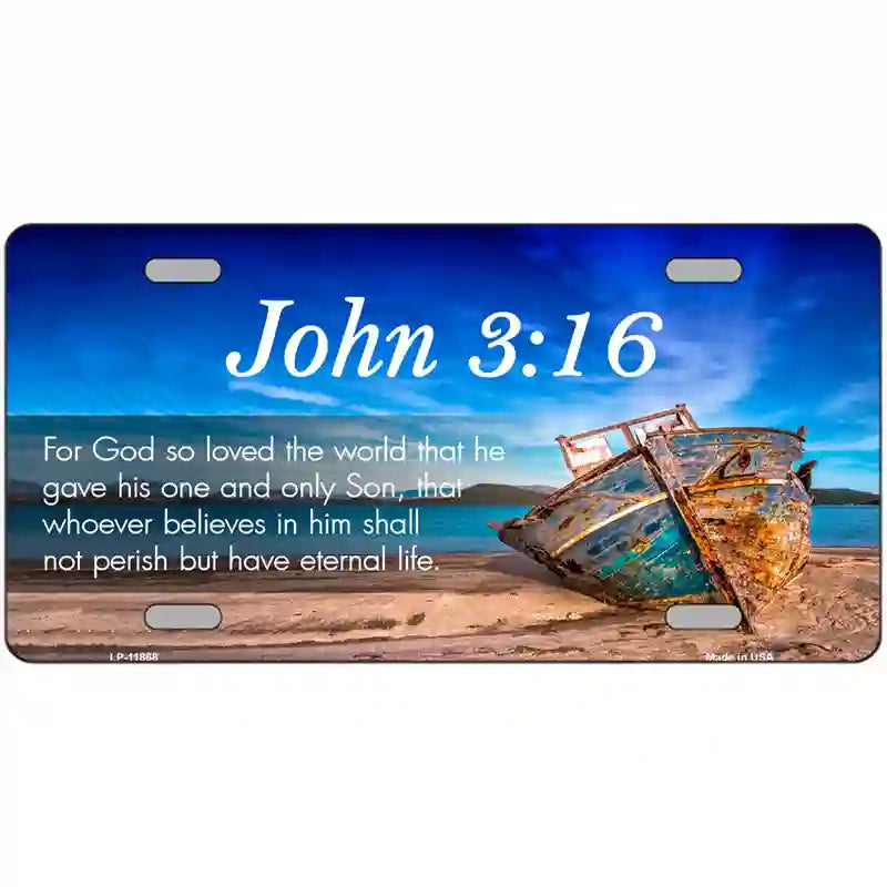 LLP-11868 24 x 12 in. John 3 16 Beach Novelty License Plate