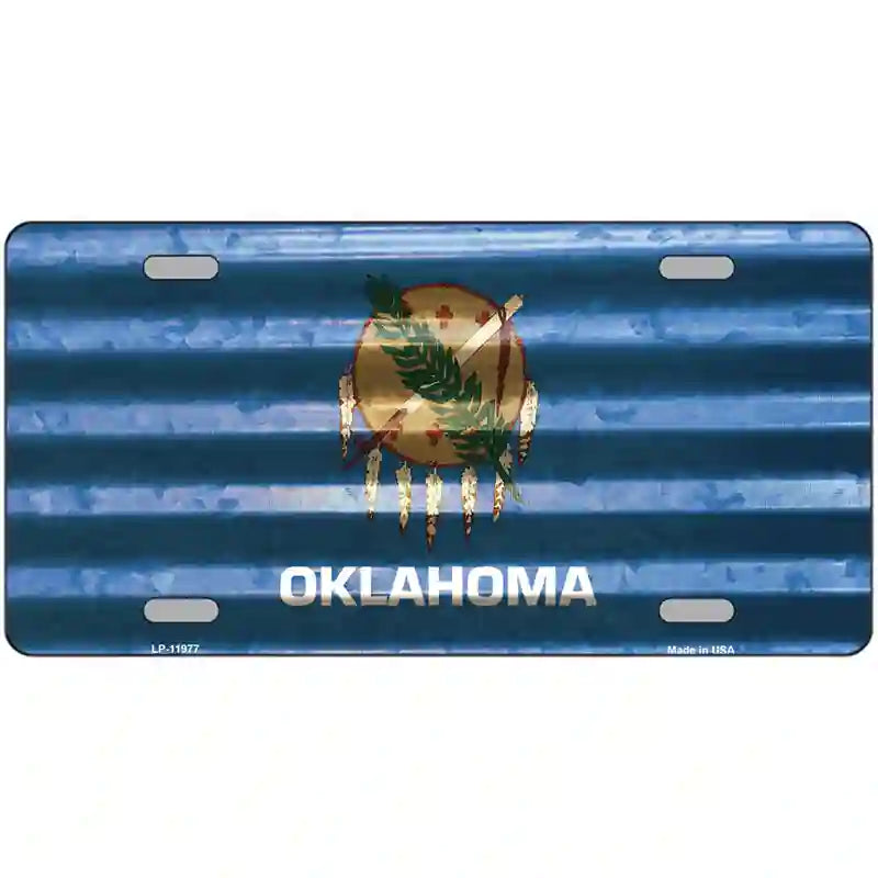 LLP-11977 24 x 12 in. Oklahoma Corrugated Flag Novelty License Plate