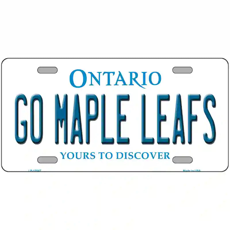 LLP-13547 24 x 12 in. Go Maple Leafs Novelty Metal License Plate Tag