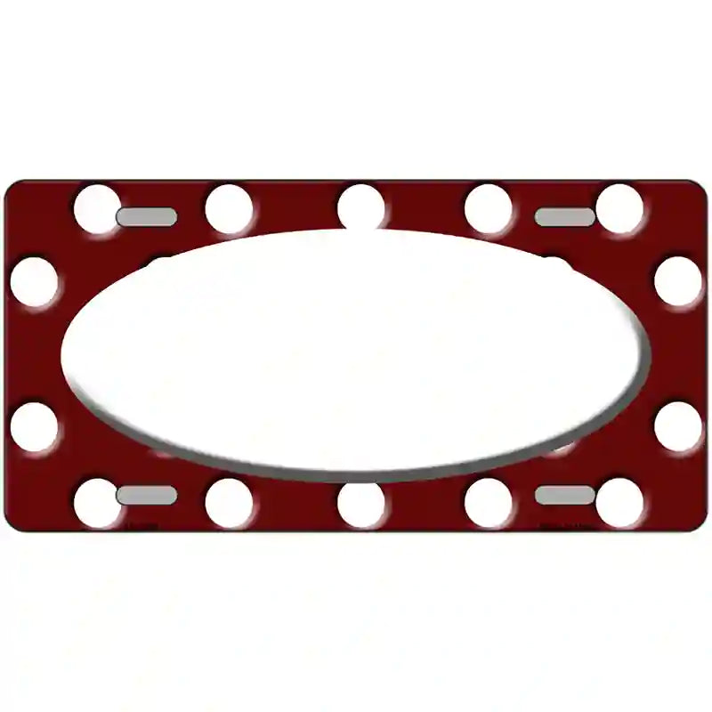 LLP-1369 24 x 12 in. White Burgundy Polka Dot White Center Oval Metal Novelty License Plate
