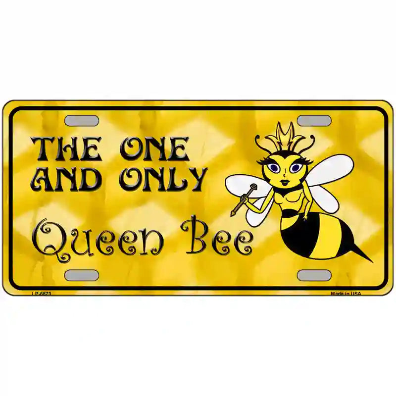 LLP-6873 24 x 12 in. Queen Bee Yellow Metal Novelty License Plate
