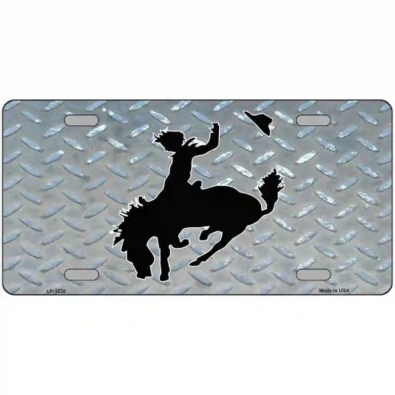 LLP-1230 24 x 12 in. Bucking Bronco Novelty Metal License Plate -  Smart Blonde