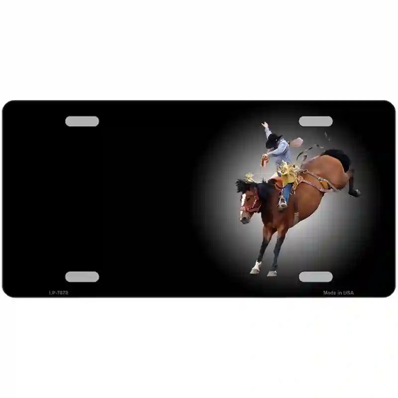 LLP-7878 24 x 12 in. Bucking Bronco Offset Metal Novelty License Plate -  Smart Blonde